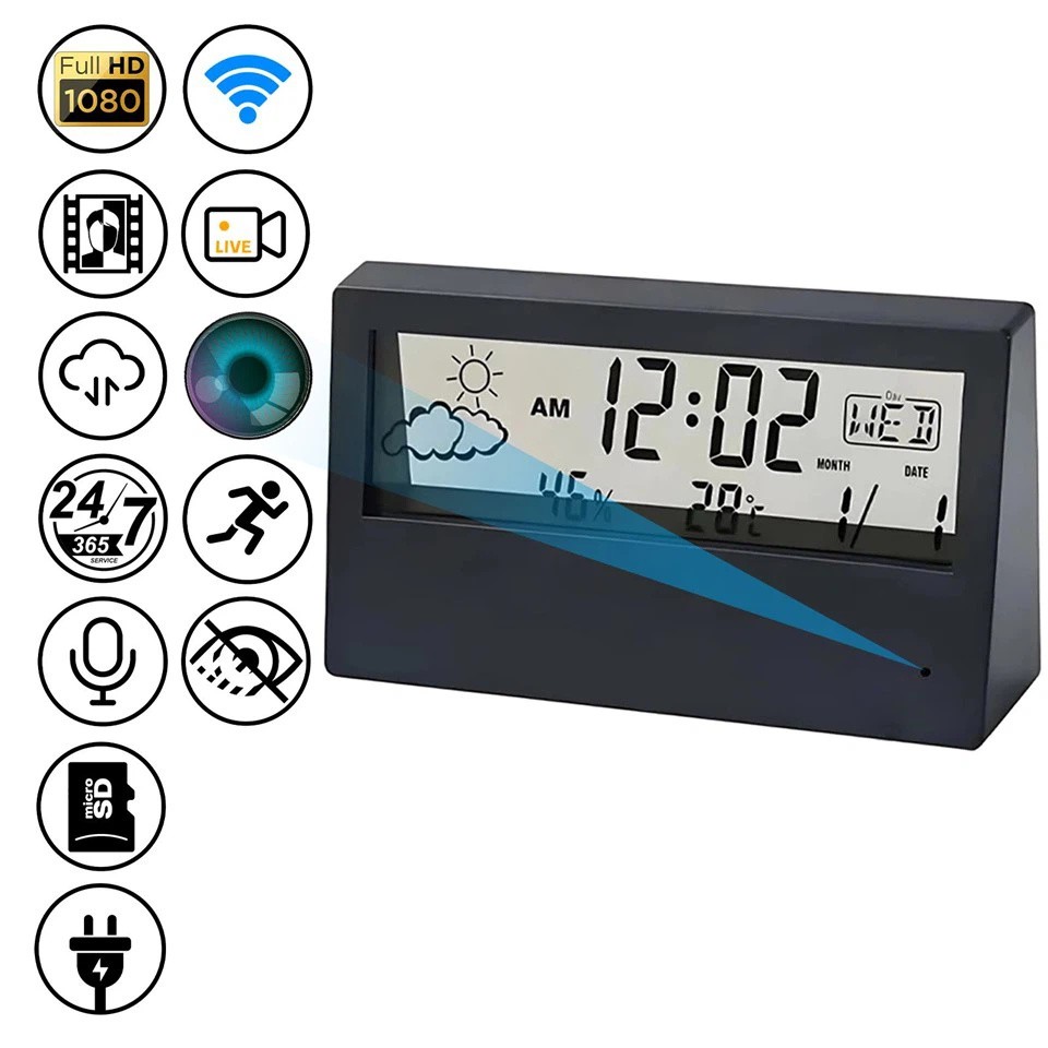 LCD Display Alarm Clock WiFi Camera Z11 – 4K Security Camera With Night Light, Temperature & Humidity Detection LCD Display Alarm Clock WiFi Camera Z11 – 4K Security Camera With Night Light, Temperature & Humidity Detection